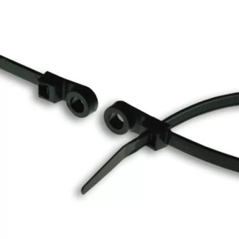 60263BCX 11" NYLON BLACK CABLE
TIES W/#10 MOUNTING HOLE 100/PK 